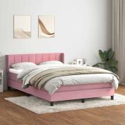 vidaXL Ramsäng med madrass rosa 160x210 cm sammet