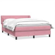 vidaXL Ramsäng med madrass rosa 160x210 cm sammet