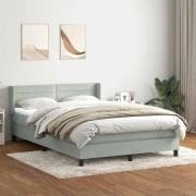 vidaXL Ramsäng med madrass ljusgrå 160x210 cm sammet