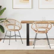 vidaXL Matstol 2 pcs Naturfärg 49 x 51 x 81 cm Rattan och Järn