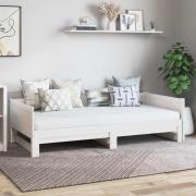 vidaXL Utdragbar Dagbädd Vit 180 x 200 cm Massiv furu