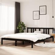 vidaXL Sängram svart massivt trä 150x200 cm