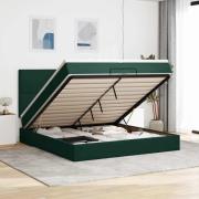 vidaXL Ottoman sängram med madrasser mörkgrön 200x200 cm sammet