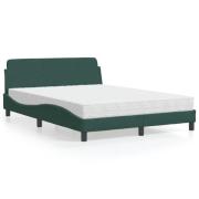 vidaXL Bed with Mattress "Dover" Dark Green 140x190 cm Velvet