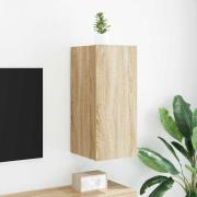 vidaXL Väggmonterad tv-bänk LED sonoma-ek 30,5x35x70 cm