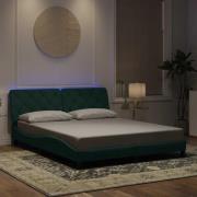 vidaXL Bed Frame with LED without Mattress Dark Green 160x200 cm Velve...