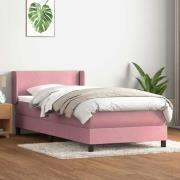vidaXL Ramsäng med madrass rosa 90x210 cm sammet