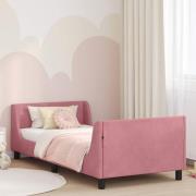 vidaXL Barnsängram med sänggavel Rosa 90 x 190 cm Sammet