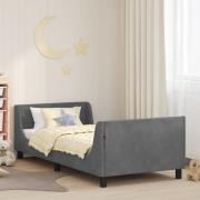 vidaXL Barnsängram med sänggavel Mörkgrå 90 x 200 cm Sammet