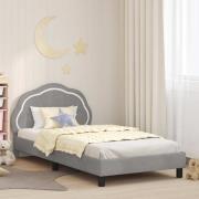 vidaXL Barnsängram med sänggavel Ljusgrå 90 x 190 cm Sammet