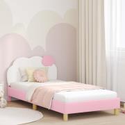 vidaXL Barnsängram med sänggavel med huvudgavel Rosa 90 x 190 cm PU