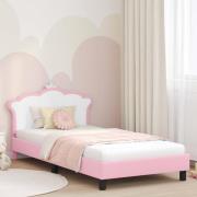 vidaXL Barnsängram med sänggavel med huvudgavel Rosa 90 x 190 cm PU