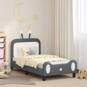 vidaXL Barnsängram med sänggavel med huvudgavel Ljusgrå 80 x 160 cm PU