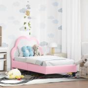 vidaXL Sängram för småbarn med huvudgavel Rosa 70 x 140 cm PU