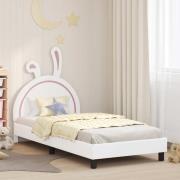 vidaXL Barnsängram med sänggavel med huvudgavel Vit 80 x 200 cm PU