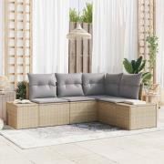 vidaXL Trädgårdsoffset 4 pcs Beige och Ljusgrå konstrotting