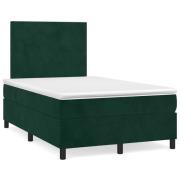 vidaXL Ramsäng med madrass mörkgrön 120x190 cm sammet