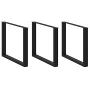 vidaXL Matbordsben U-formade 3 st svarta 100x(72-73) cm stål