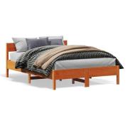 vidaXL Sängram utan madrass vaxbrun 160x200 cm massiv furu