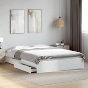 vidaXL Sängram med lådor vit 160x200 cm konstruerat trä