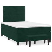 vidaXL Ramsäng med madrass mörkgrön 120x190 cm sammet