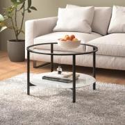 vidaXL Soffbord svart och vit marmor 70 cm härdat glas