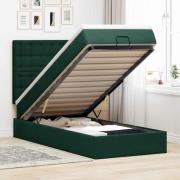 vidaXL Ottoman sängram med madrasser mörkgrön 90x190 cm sammet