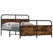vidaXL Sängram utan madrass metall rökfärgad ek 183x213 cm