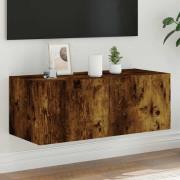 vidaXL Väggmonterad tv-bänk LED rökfärgad ek 80x35x31 cm