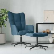 vidaXL Vilstol med fotpall blå sammet