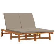 vidaXL Solstol Reclining Brun 63 x 199 x 85 cm Massivt Akaciaträ
