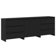 vidaXL Sideboard med låda 3 pcs Svart 70 x 41 x 75 cm Konstruerat trä