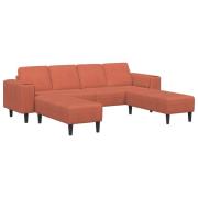 vidaXL Soffa med kudde Röd orange 250 x 188 x 76 cm Kordread tyg