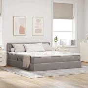 vidaXL Förvaringssäng med LED med madrass Taupe 180 x 200 cm tyg