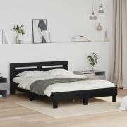 vidaXL Sängram med huvudgavel Svart Ek 160 x 200 cm Konstruerat trä