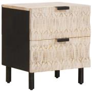 vidaXL Nattduksbord med låda Vit 40 x 33 x 46 cm Massivt mangoträ