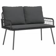 vidaXL Trädgårdsbänk med kudde Antracit 114 x 64 x 90cm Stål