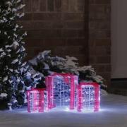 vidaXL Dekor av Gåva Box 3 pcs Kallvit 20 x 20 x 21 cm Akryl