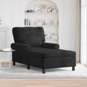 vidaXL Chaise Lounge med kudde Svart 91 x 157 x 91 cm Sammet