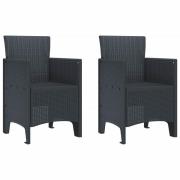 vidaXL Trädgård Stol 2 pcs Antracit 53 x 49 x 85 cm PP