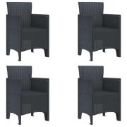 vidaXL Trädgård Stol 4 pcs Antracit 53 x 49 x 85 cm PP