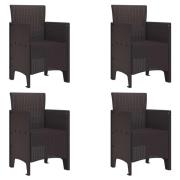 vidaXL Trädgård Stol 4 pcs Brun 53 x 49 x 85 cm PP