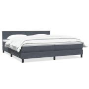 vidaXL Resårsäng med madrass mörkgrå 180x220 cm sammet
