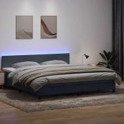vidaXL Resårsäng med madrass och LED mörkgrå 180x220 cm sammet