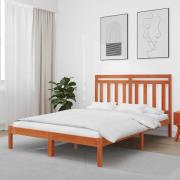 vidaXL Sängram Vaxbrun 205,5 x 145,5 x 100 cm Massiv furu