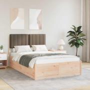 vidaXL Sängram med Klädd Huvudgavel Taupe 120 x 200 cm Massiv furu