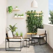 vidaXL Möbelset med kudde 3 pcs Svart och krämvit Rotting