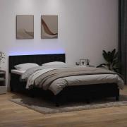 vidaXL Resårsäng med madrass och LED svart 160x210 cm sammet