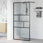vidaXL Walk-in Duschvägg Svart 80 x 195 x 0.5 cm Glas och Aluminium