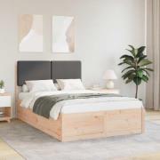 vidaXL Sängram med Klädd Huvudgavel Mörkgrå 120 x 200 cm Massiv furu